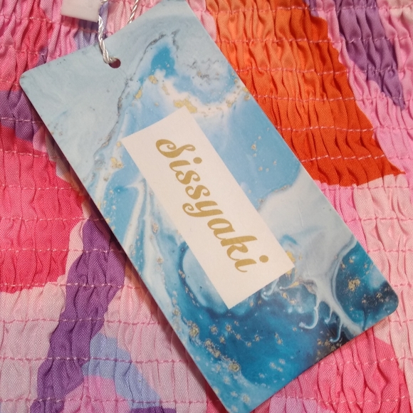 NWT Sissyaki Size M Pink, Purple, Short Sleeve Dress, Full Tiered Skirt,… - Picture 4 of 10